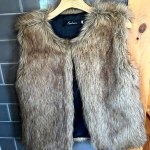 Faux Fur Vest - Brown